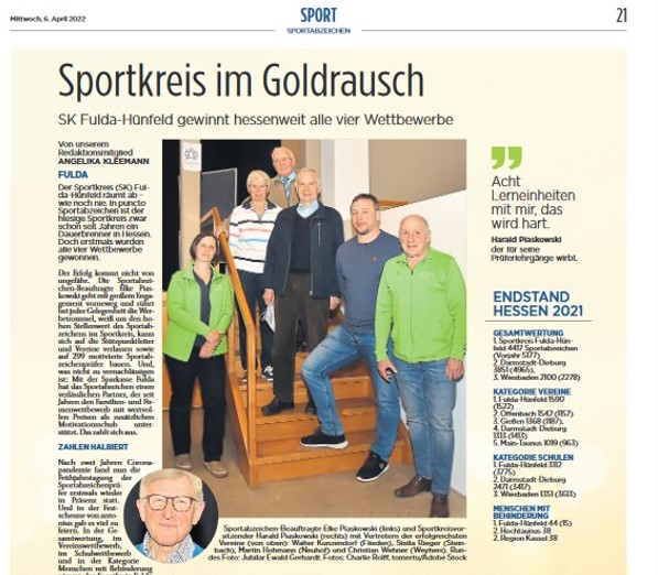 Ergebnisse der Sportabzeichen-Abnahmen 2021