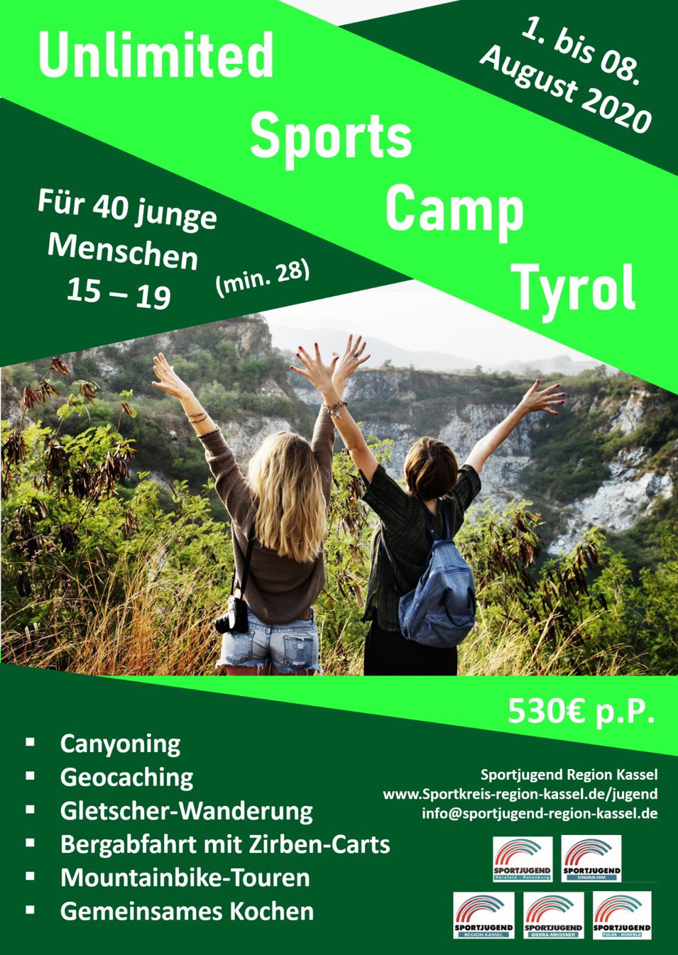 Unlimted Sports Camp Tyrol für 15 - 19 Jährige